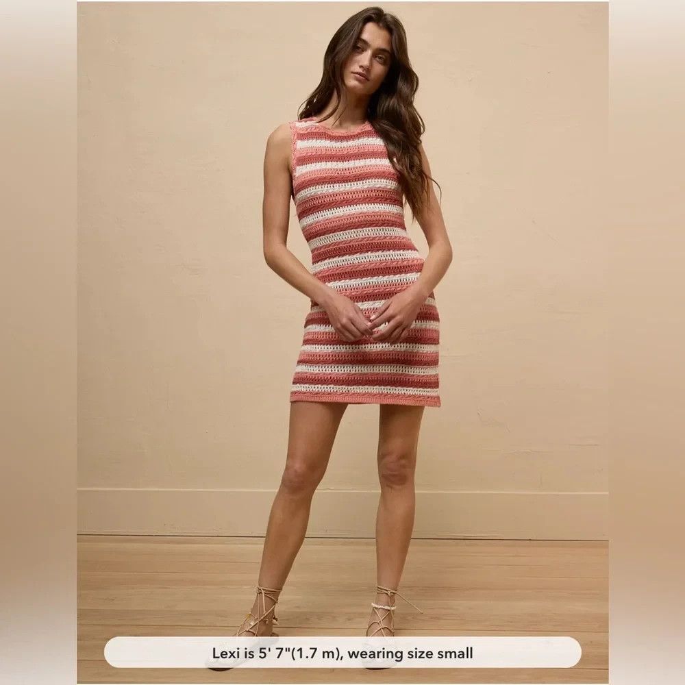 American Eagle NWT Crochet Knit Open Back Mini Dress S Boho Beach House Festival